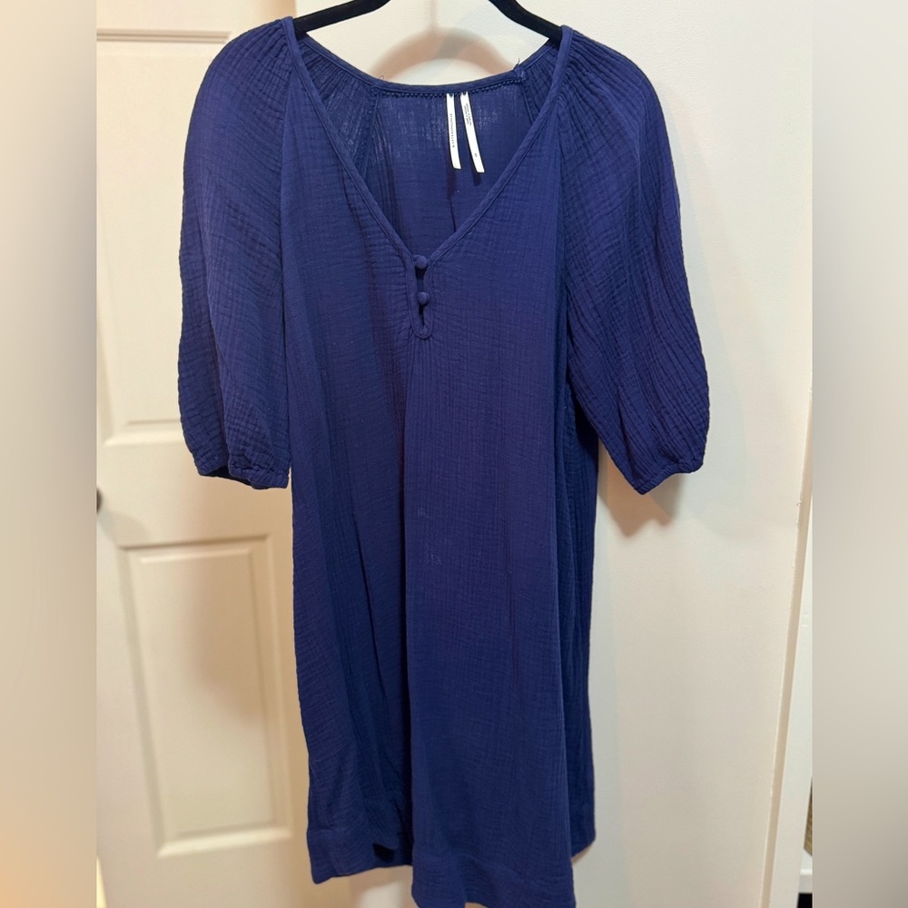 Anthropologie Taylor Puff Sleeved Tunic Dress Navy Size XSmall (but roomy fit)